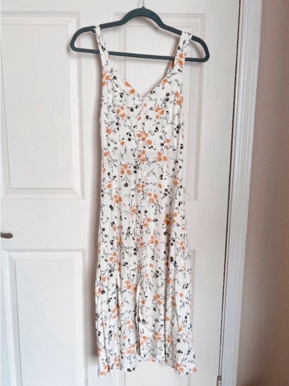 Cream Floral Midi Dress